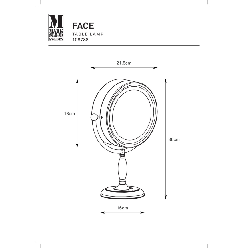 Markslöjd 108788 - Kosmeetikapeegel FACE 1xE14/25W/230V