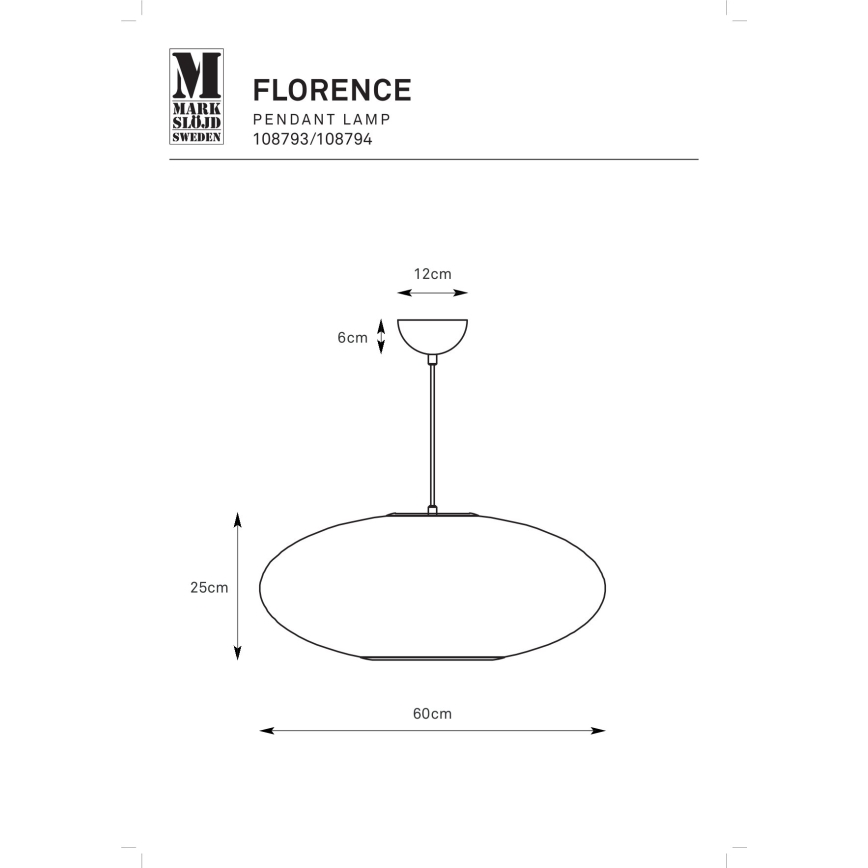 Markslöjd 108794 - Lühter FORENCE 1xE27/40W/230V d. 60 cm valge