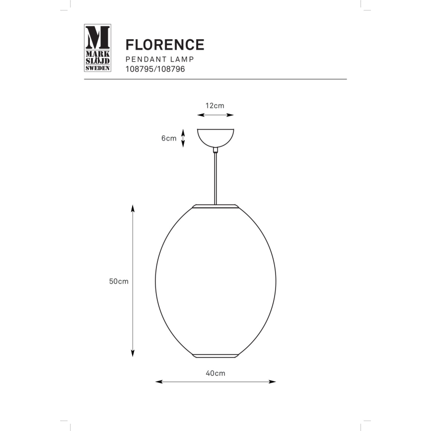 Markslöjd 108796 - Lühter FLORENCE 1xE27/40W/230V valge