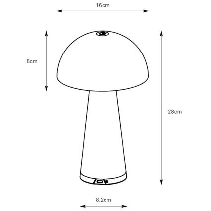 Markslöjd 108950 - LED hämardatav laetav laualamp FUNGI LED/1,5W/5V 2000 mAh IP44 hall