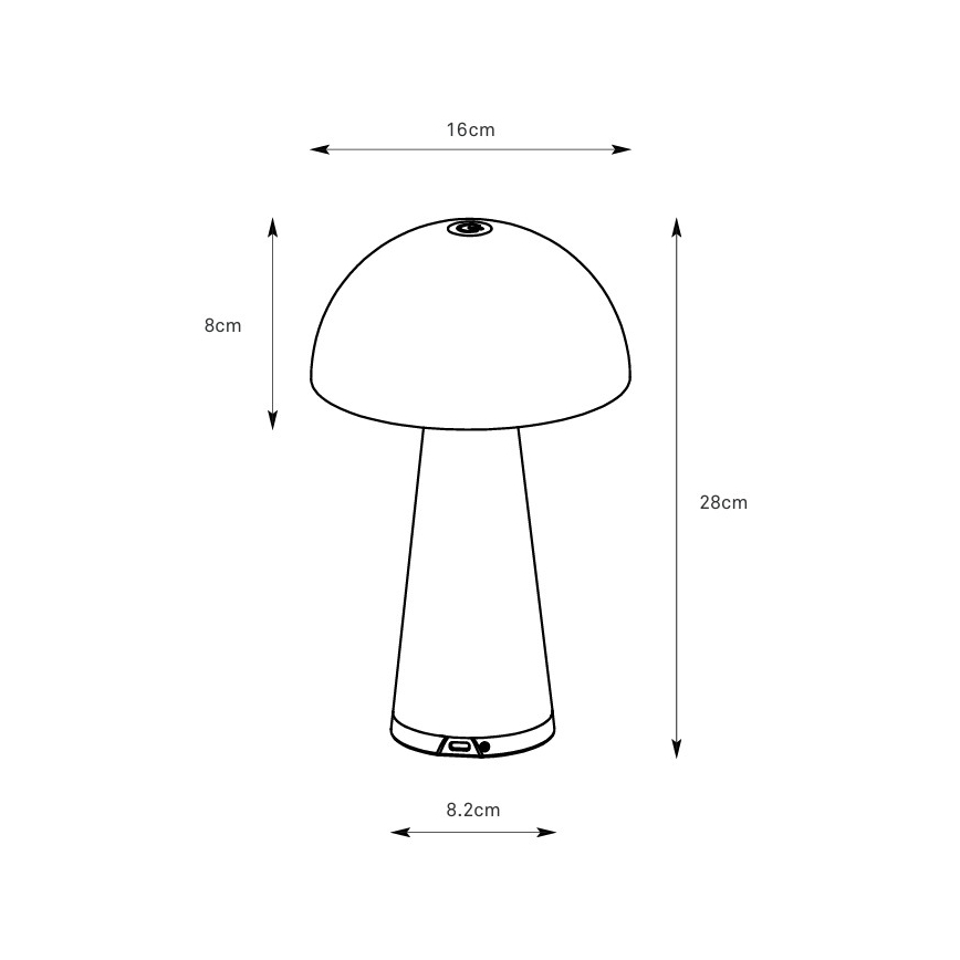 Markslöjd 108950 - LED hämardatav laetav laualamp FUNGI LED/1,5W/5V 2000 mAh IP44 hall