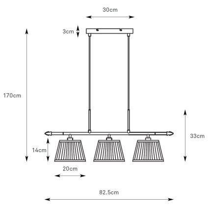 Markslöjd 108975 - OXFORD ripplamp kaablil 3xE14/40W/230V messing/valge