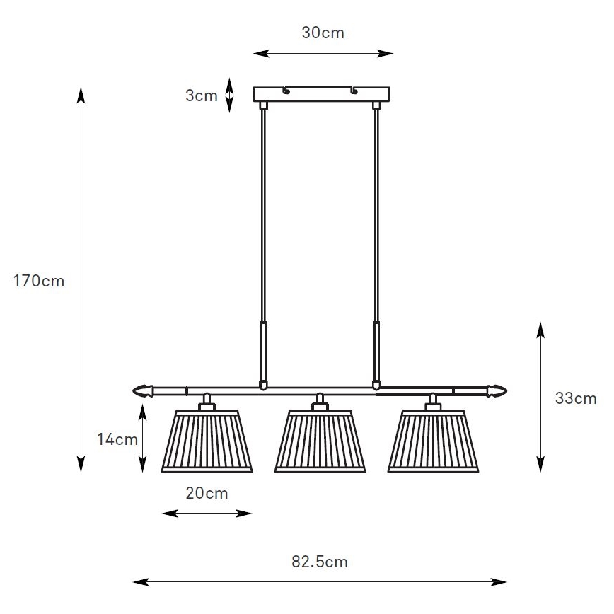 Markslöjd 108975 - OXFORD ripplamp kaablil 3xE14/40W/230V messing/valge