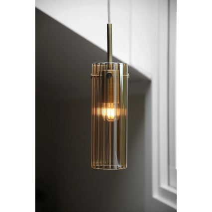 Markslöjd 109015 - Ripplamp juhtmega TIBIA 1xE14/40W/230V suitsune beež/messing