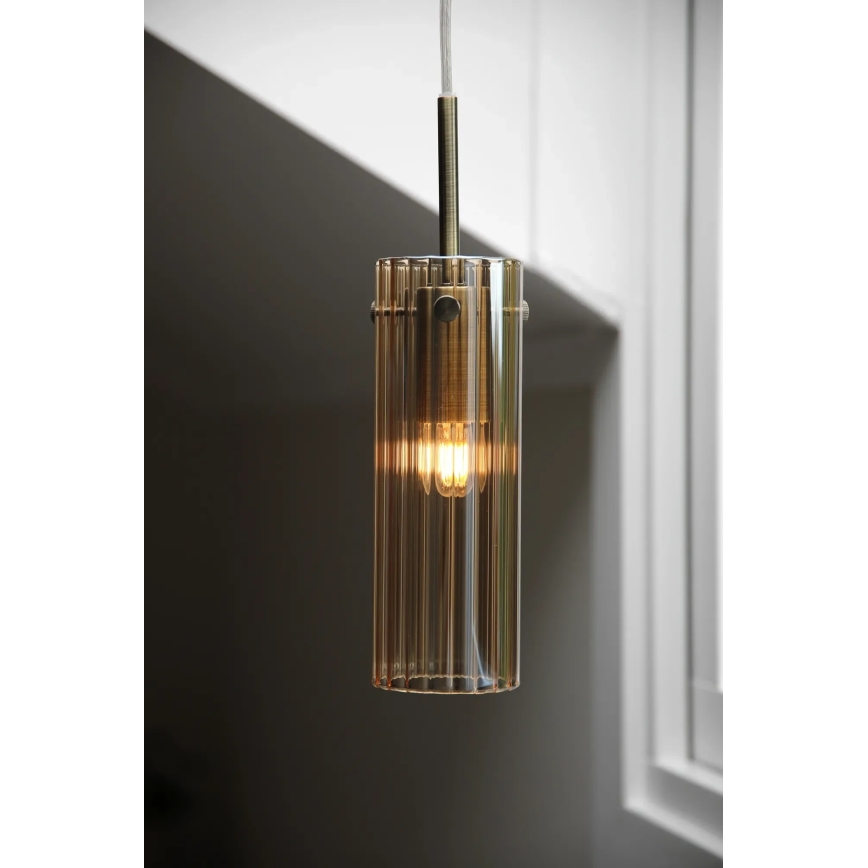 Markslöjd 109015 - Ripplamp juhtmega TIBIA 1xE14/40W/230V suitsune beež/messing