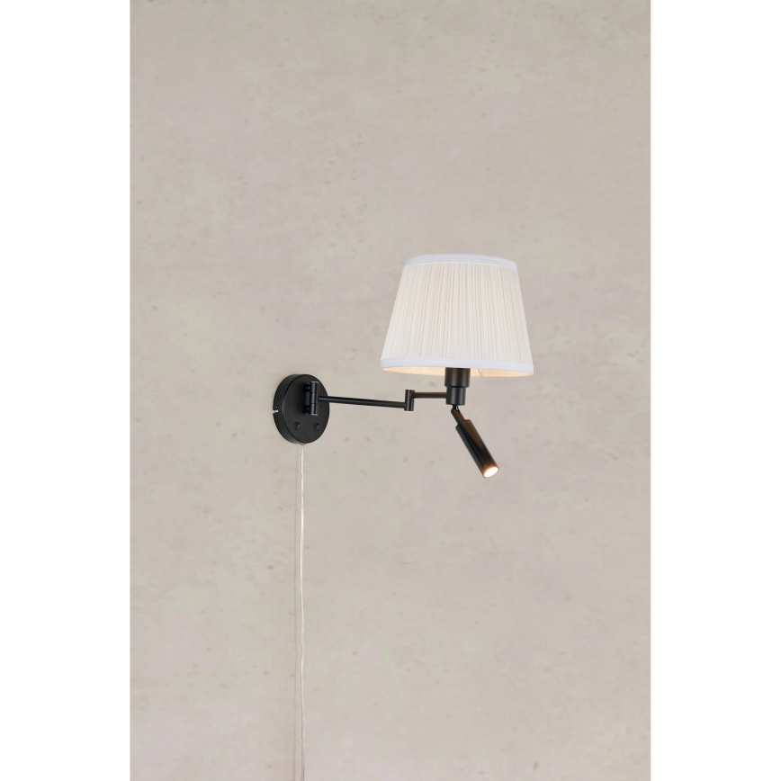 Markslöjd 109016 - LED seinavalgusti PIVOT 1xE27/40W/230V + LED/4W kreemjas/must