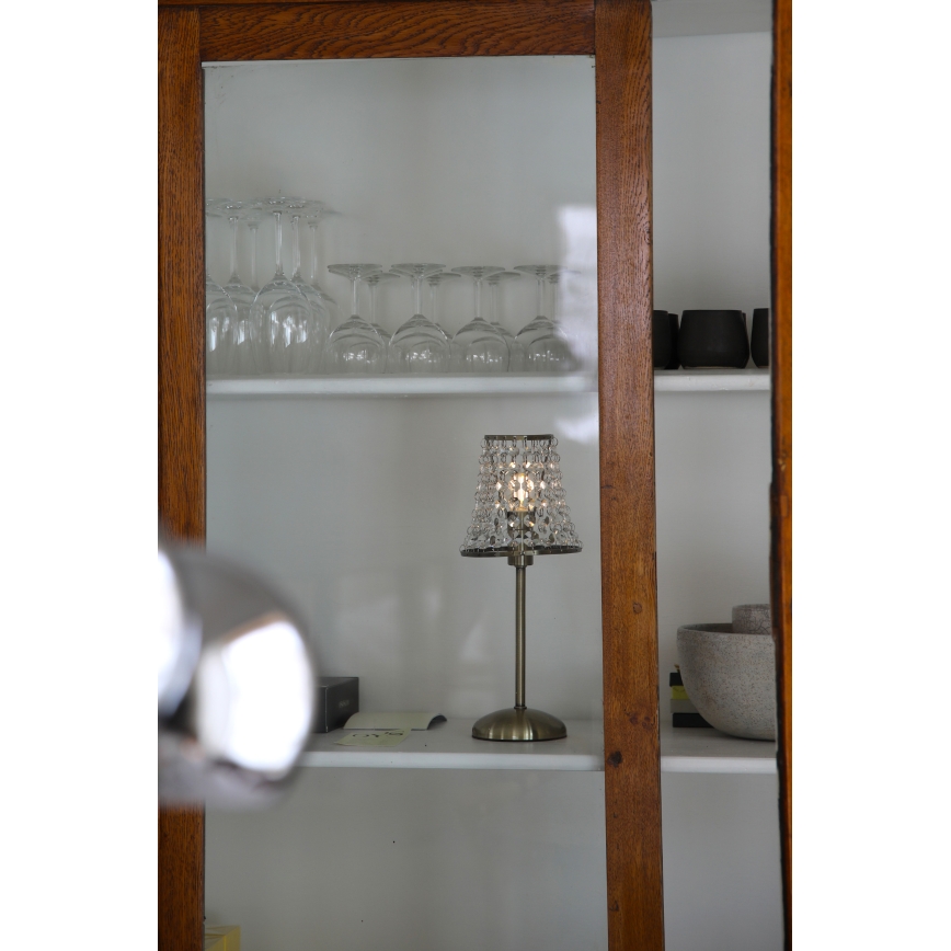 Markslöjd 109125 - LED-hämardatav laetav puutetundlik lauavalgusti LIORA 1xE14/2W/2000 mAh messing