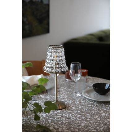 Markslöjd 109125 - LED-hämardatav laetav puutetundlik lauavalgusti LIORA 1xE14/2W/2000 mAh messing