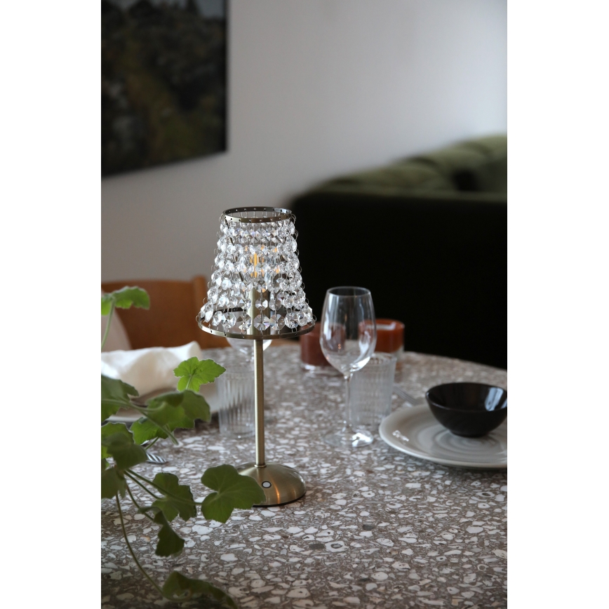 Markslöjd 109125 - LED-hämardatav laetav puutetundlik lauavalgusti LIORA 1xE14/2W/2000 mAh messing