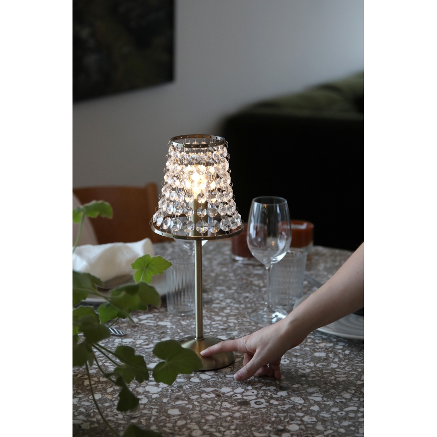 Markslöjd 109125 - LED-hämardatav laetav puutetundlik lauavalgusti LIORA 1xE14/2W/2000 mAh messing