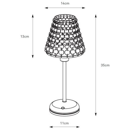 Markslöjd 109125 - LED-hämardatav laetav puutetundlik lauavalgusti LIORA 1xE14/2W/2000 mAh messing