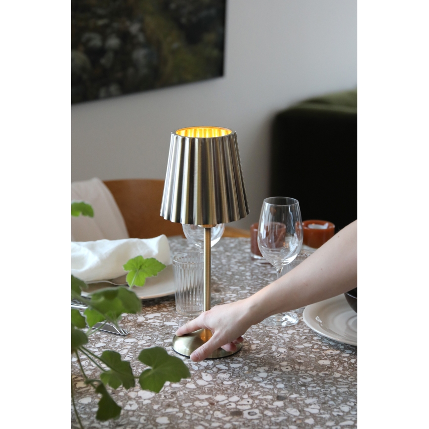 Markslöjd 109127 - LED hämardatav laetav puutetundlik lauavalgusti CELIA 1xE14/2W/2000 mAh messing