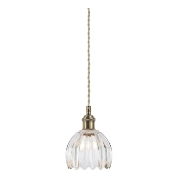 Markslöjd 109136 - GOTA rippvalgusti kaabliga, 1xE14/40W/230V, läbimõõt 13 cm, messing / selge klaas