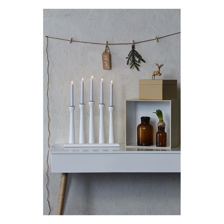 Markslöjd 702229 - Jõuluküünlajalg MASESKÄR 5xE10/3W/230V valge
