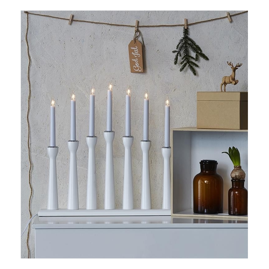 Markslöjd 702232 - Jõuluküünlajalg MASESKÄR 7xE10/3W/230V valge