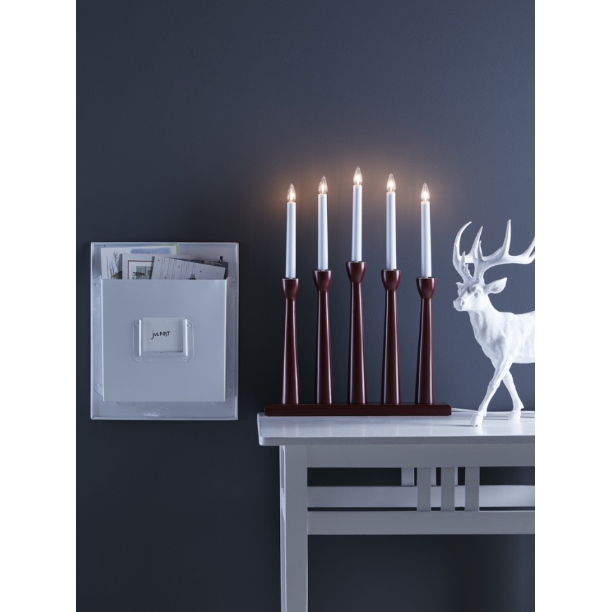 Markslöjd 704176 - Jõuluteemaline küünlajalg MASESKÄR 5xE10/3W/230V punane