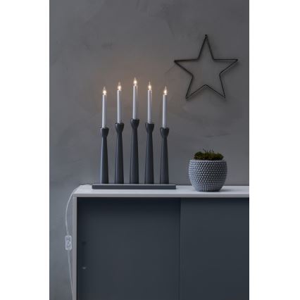 Markslöjd 704197 - jõuluküünlajalg MASESKÄR 5xE10/3W/230V hall
