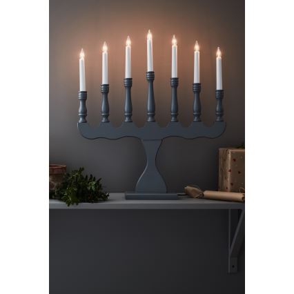 Markslöjd 705813 - Jõuluküünlajalg SVANEHOLM 7xE10/3W/230V mänd/hall