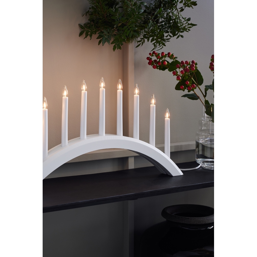 Markslöjd 705954 - Jõuluküünlajalg AVENTO 9xE10/3W/230V valge