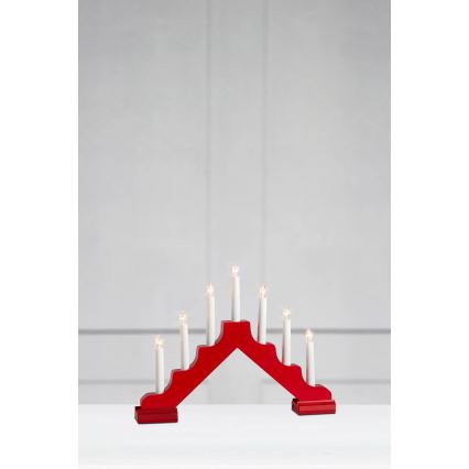 Markslöjd 706050 - LED Jõuluteemaline küünlajalg EVELIN 7xLED/0,06W/6xAA valge