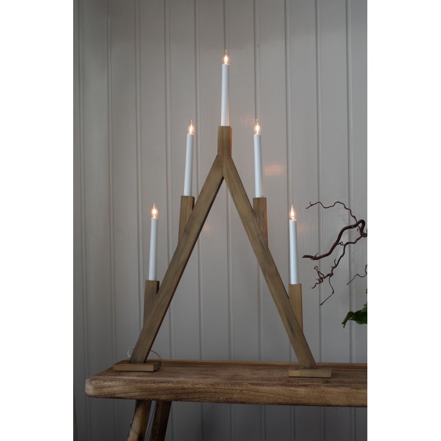 Markslöjd 706161 - Jõuluküünlajalg BJURFORS 5xE10/3W/230V pruun