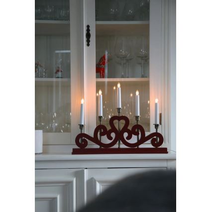 Markslöjd 706211 - ENEBY jõuluküünlahoidja 5xE10/3W/230V punane/messing