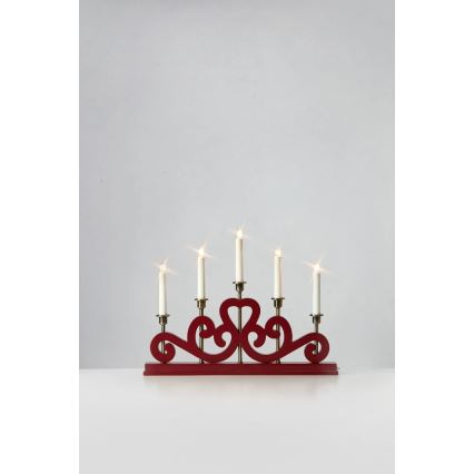 Markslöjd 706211 - ENEBY jõuluküünlahoidja 5xE10/3W/230V punane/messing