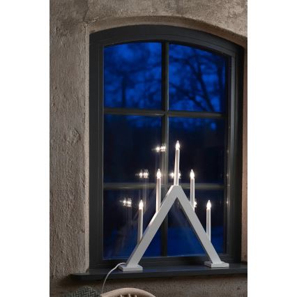 Markslöjd 706222 - Jõuluküünlajalg ARIELE 5xE10/3W/230V mänd/valge