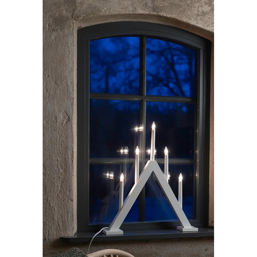 Markslöjd 706222 - Jõuluküünlajalg ARIELE 5xE10/3W/230V mänd/valge