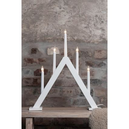 Markslöjd 706222 - Jõuluküünlajalg ARIELE 5xE10/3W/230V mänd/valge