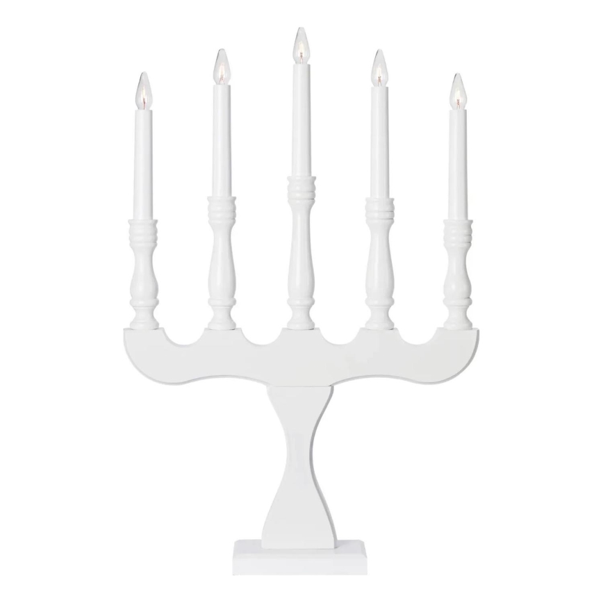 Markslöjd 706278 - Jõuluküünlajalg SVANEHOLM 5xE10/3W/230V mänd/valge