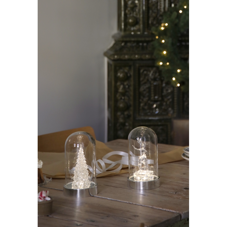 Markslöjd 706528 - LED Jõulukaunistus ISLA LED/0,06W/3xAA läikiv kroom/põder
