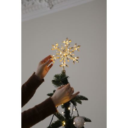 Markslöjd 706556 - LED jõulutäht kuuse tippu GLINA LED/2,16W/2xAA kuldne