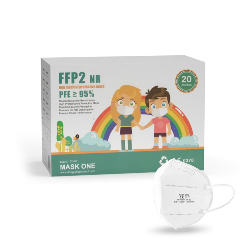 Mask One Respiraator - laste suurus  FFP2 NR - CE 0370 valge 20 tk