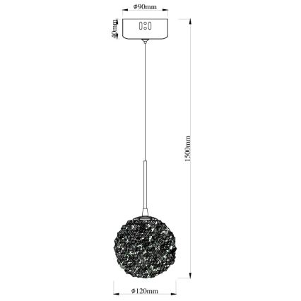 MAXLIGHT P0679 - rippvalgusti kaabliga RITA 1xG9/5W/230V Ø 12 cm, kuldne