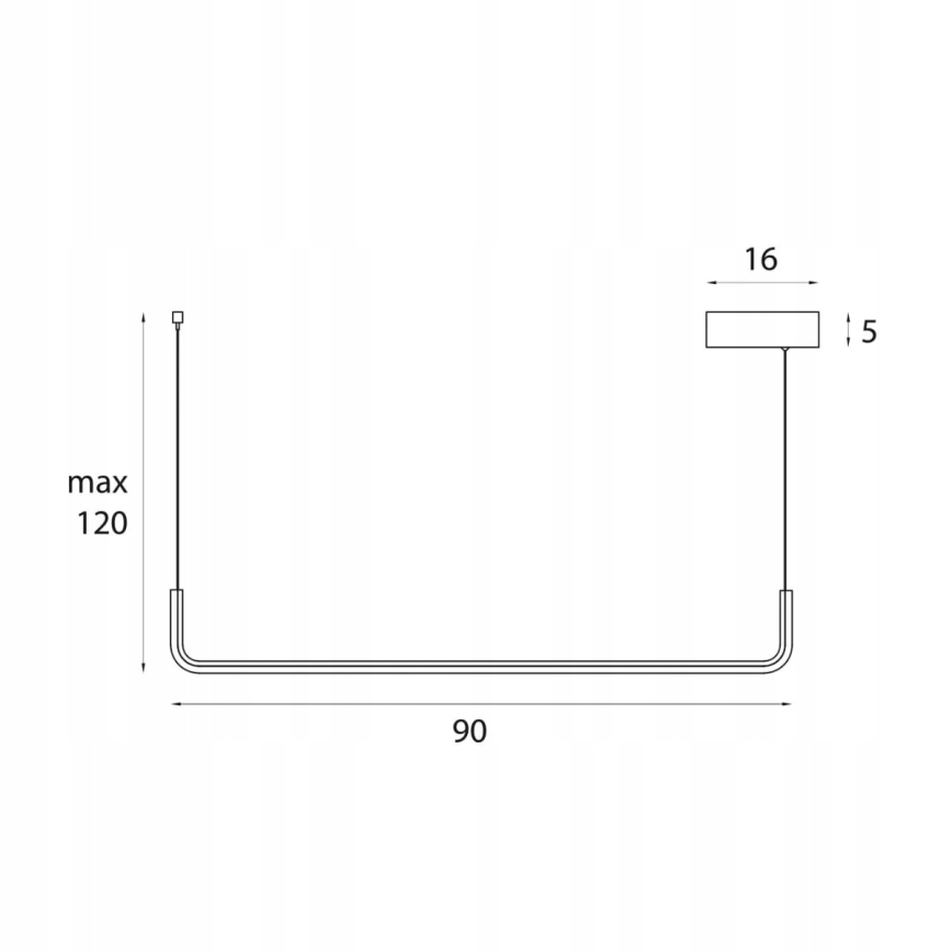 MAXLIGHT PO644 - URUS LED-laelühter kaablil LED/17W/230V must