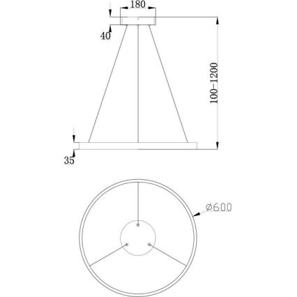 Maytoni MOD058PL-L32B3K - LED Lühter RIM LED/37W/230V 3000K d. 60 cm must