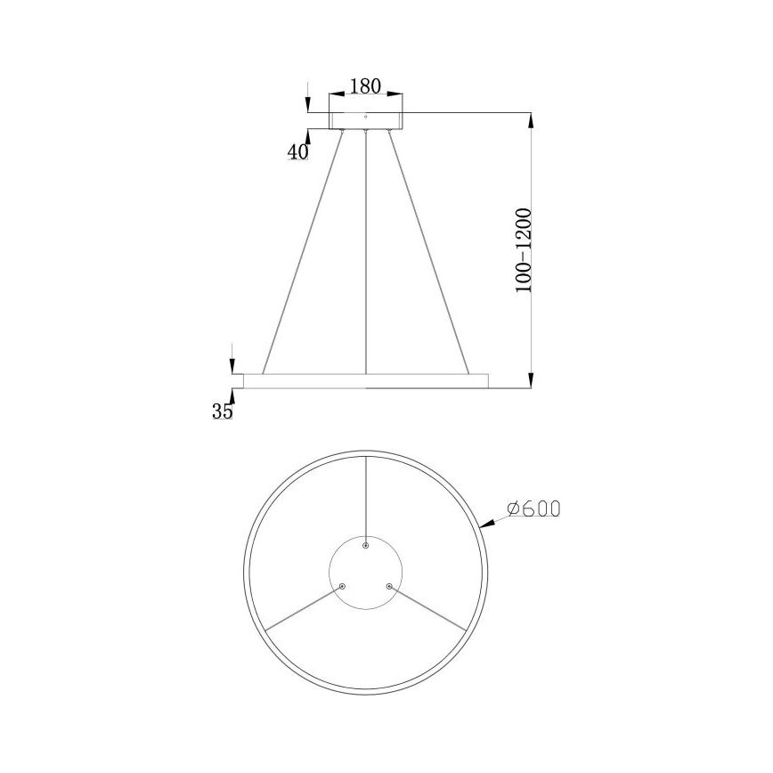 Maytoni MOD058PL-L32B3K - LED Lühter RIM LED/37W/230V 3000K d. 60 cm must