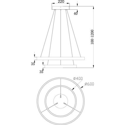 Maytoni MOD058PL-L55B3K - LED Lühter RIM LED/61W/230V 3000K d. 60 cm must