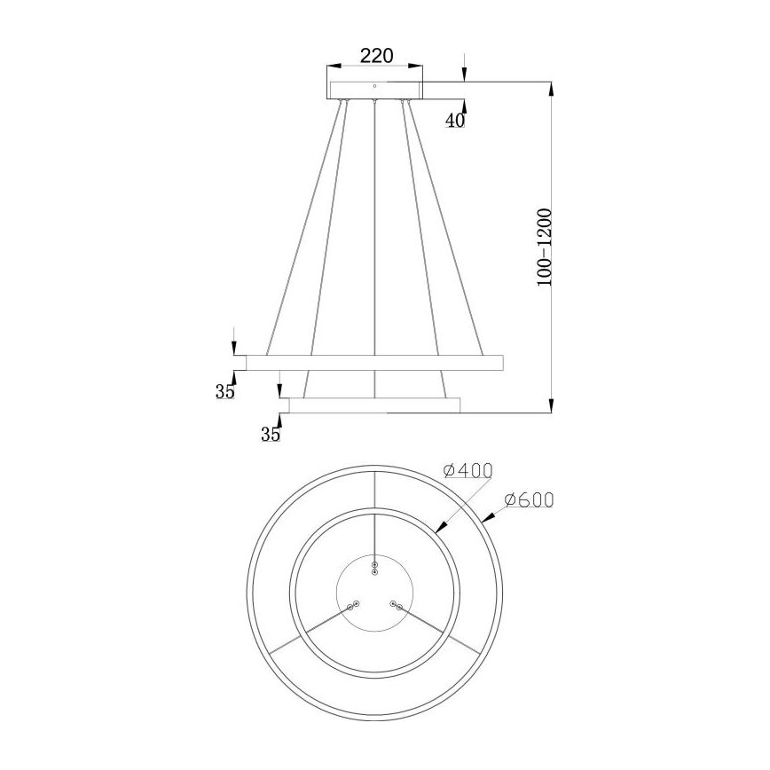 Maytoni MOD058PL-L55B3K - LED Lühter RIM LED/61W/230V 3000K d. 60 cm must