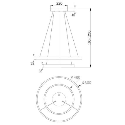 Maytoni MOD058PL-L55BS3K - LED Lühter RIM LED/61W/230V 3000K d. 60 cm kuldne
