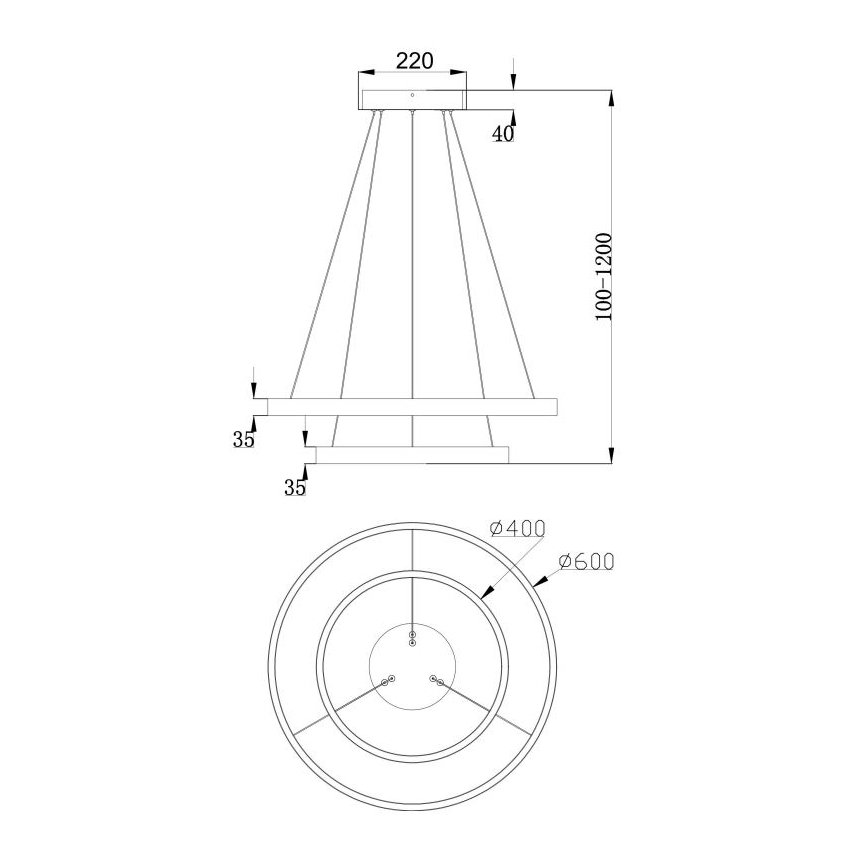 Maytoni MOD058PL-L55BS3K - LED Lühter RIM LED/61W/230V 3000K d. 60 cm kuldne