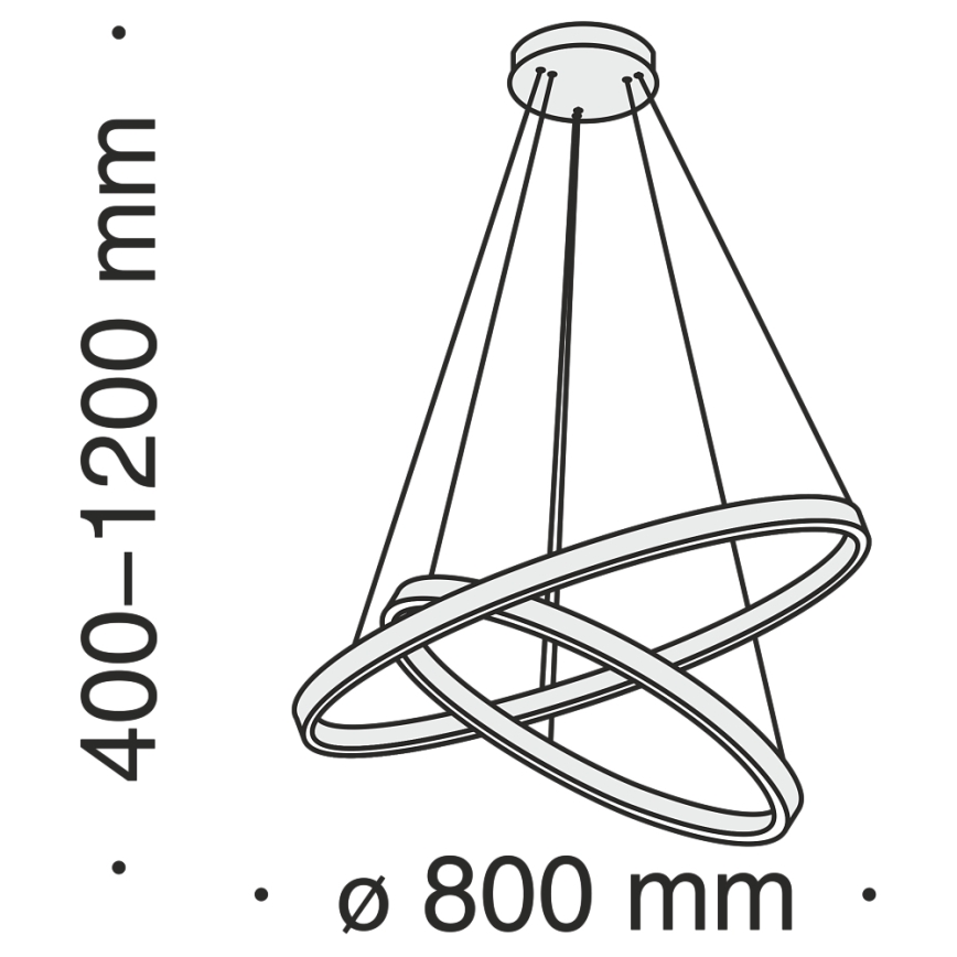 Maytoni MOD058PL-L74B3K - LED Lühter RIM LED/88W/230V 3000K d. 80 cm must