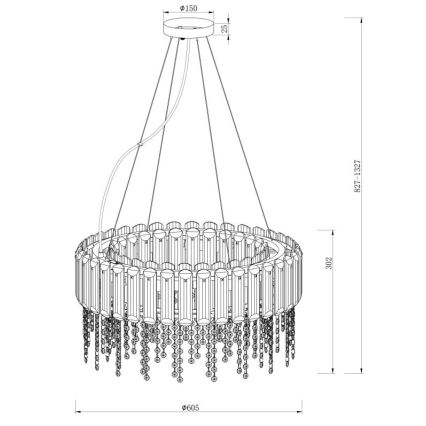 Maytoni MOD097PL-08CH - Lühter HAIL 8xE14/40W/230V d. 60,5 cm läikiv kroom