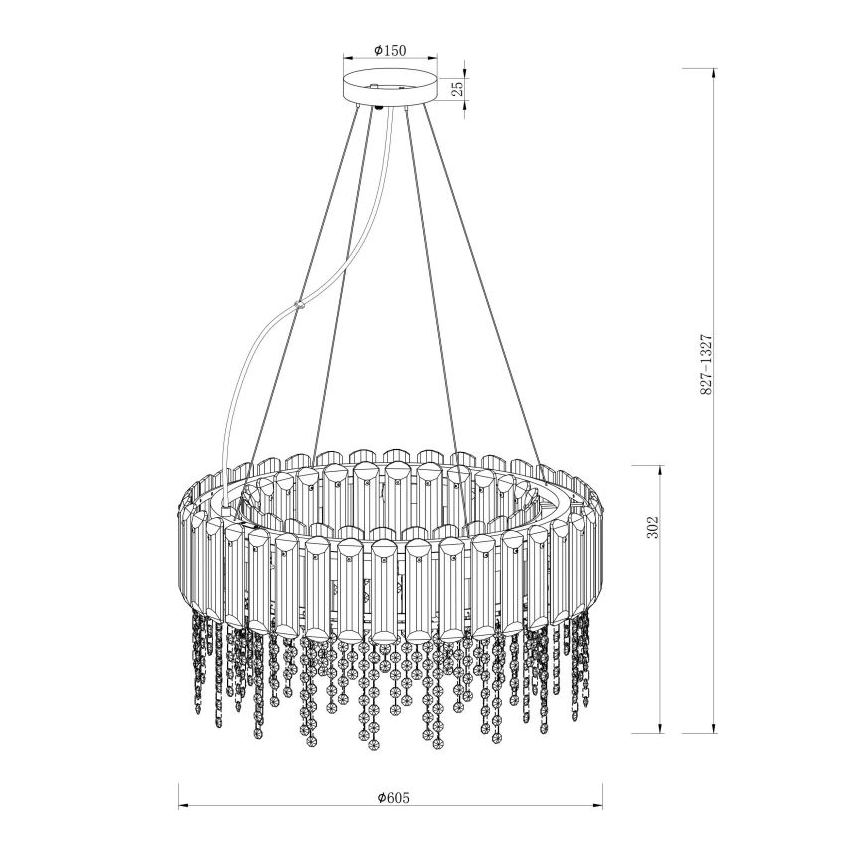 Maytoni MOD097PL-08CH - Lühter HAIL 8xE14/40W/230V d. 60,5 cm läikiv kroom