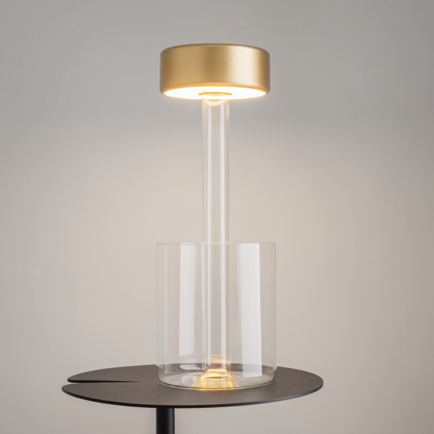 Maytoni MOD229TL-L3G3K1 - LED Hämardatav laetav kaasaskantav laualamp LED/3W/5V 2200-4000K kuldne/läbipaistev