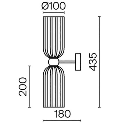 Maytoni MOD302WL-02GR - Seinavalgusti ANTIC 2xE14/40W/230V kuldne/hall