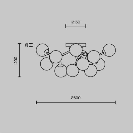 Maytoni MOD545CL-12B - Laevalgusti DALLAS 12xG9/28W/230V must/suitsune