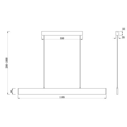 Maytoni P010PL-L30B4K - LED Lühter STEP LED/30W/230V 4000K 118,5 cm must