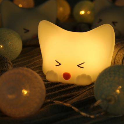 MegaLight - LED RGB Hämardatav laetav laste puutetundlik lamp CATTY CAT LED/5V